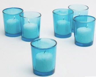 Turquoise Glass Candle Holder