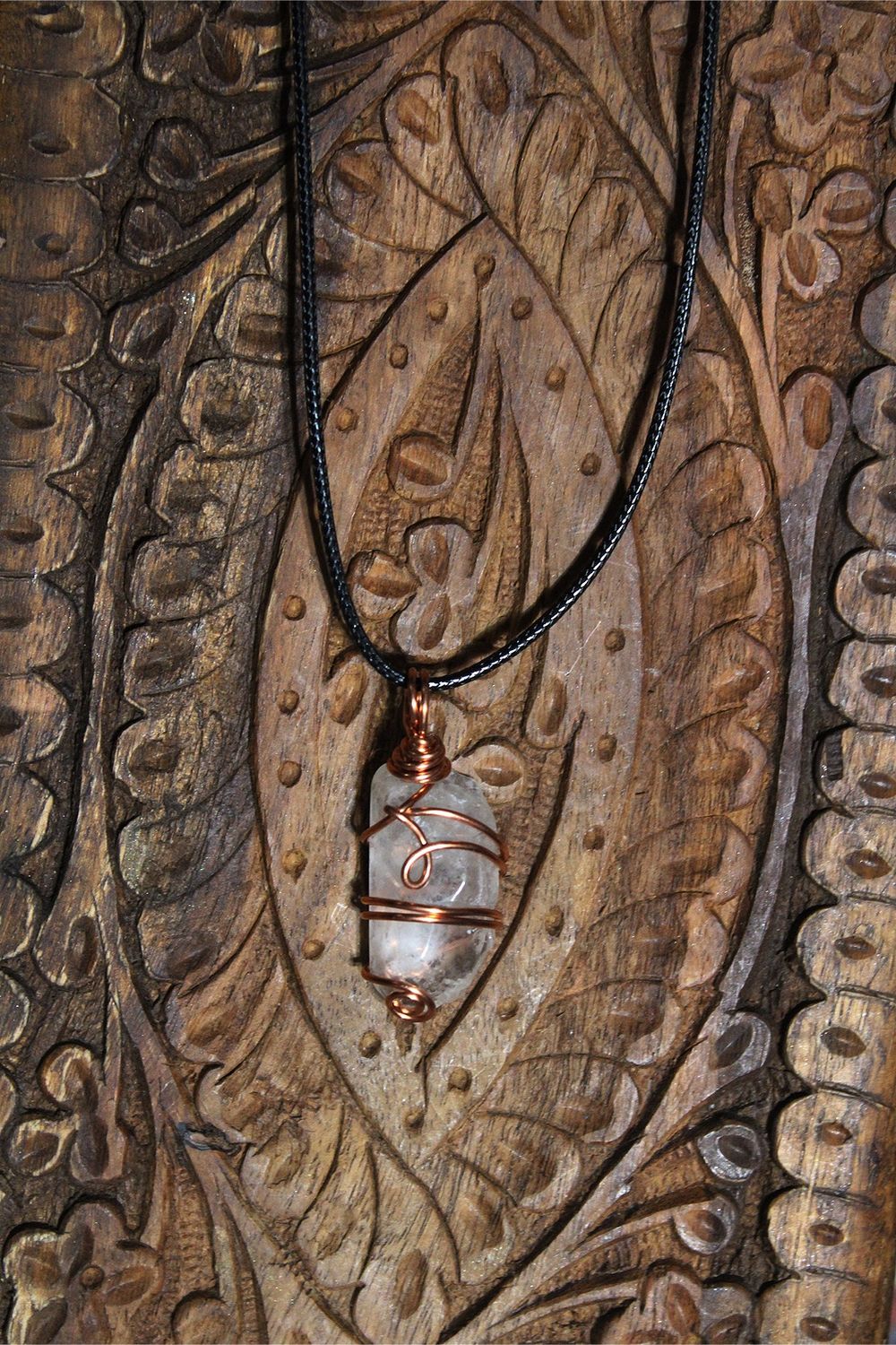Copper Wrapped Clear Quartz Necklace