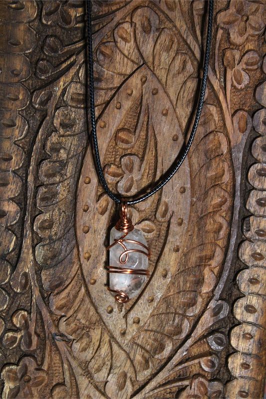 Copper Wrapped Clear Quartz Necklace