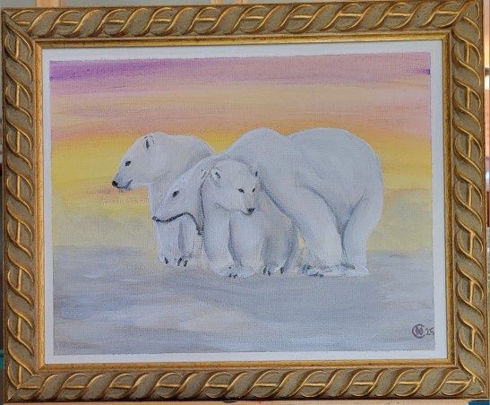 Polar Bears - framed painting by Christine Wilson