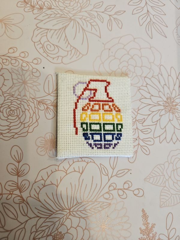 Rainbow Grenade Cross-Stitch