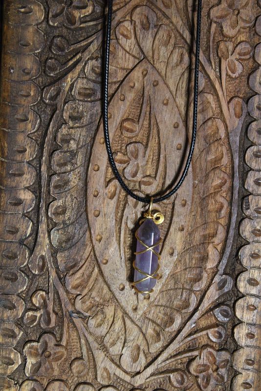 Copper Wrapped Amethyst Point Necklace