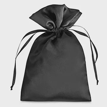 Satin Drawstring  6x10 inch Bag, Colour: Black