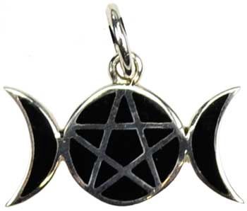 Pentagram Moons Necklace in sterling silver