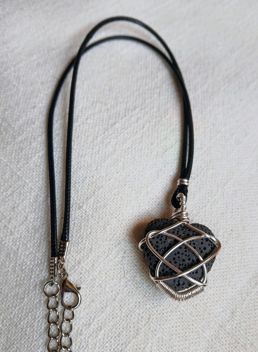 Wire Wrapped Lava Stone Heart Aromatherapy Necklace