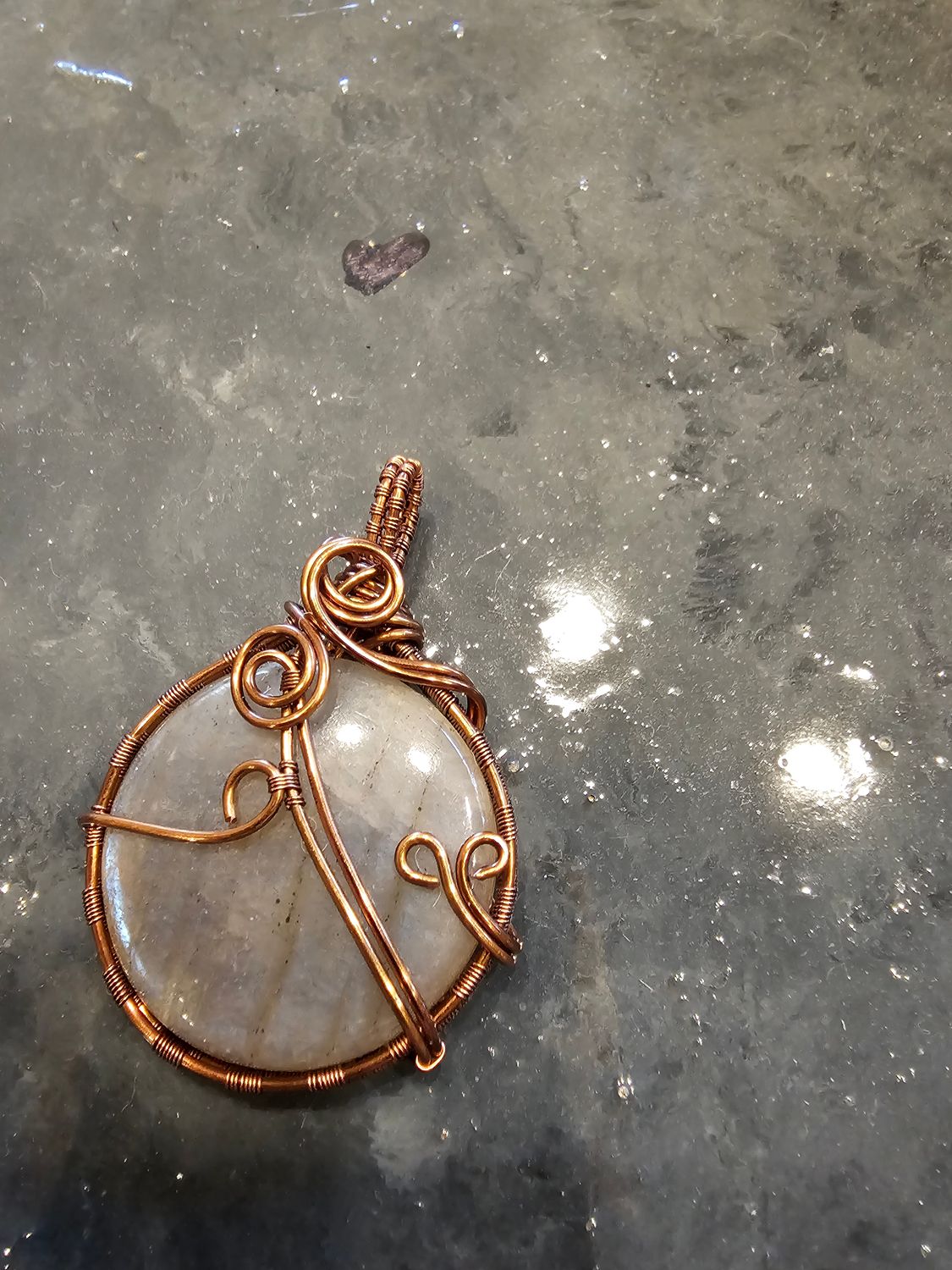 Wire Wrapped Peach Moonstone