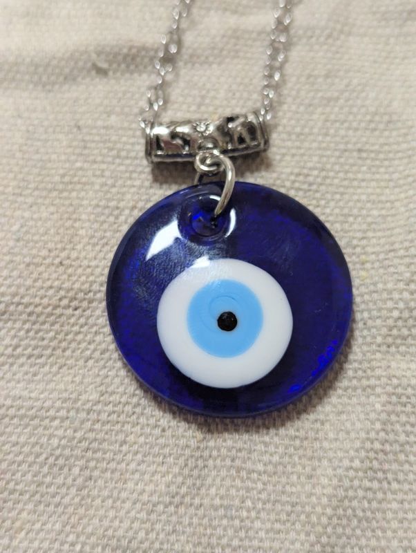 Silver-colored Evil Eye Pendant