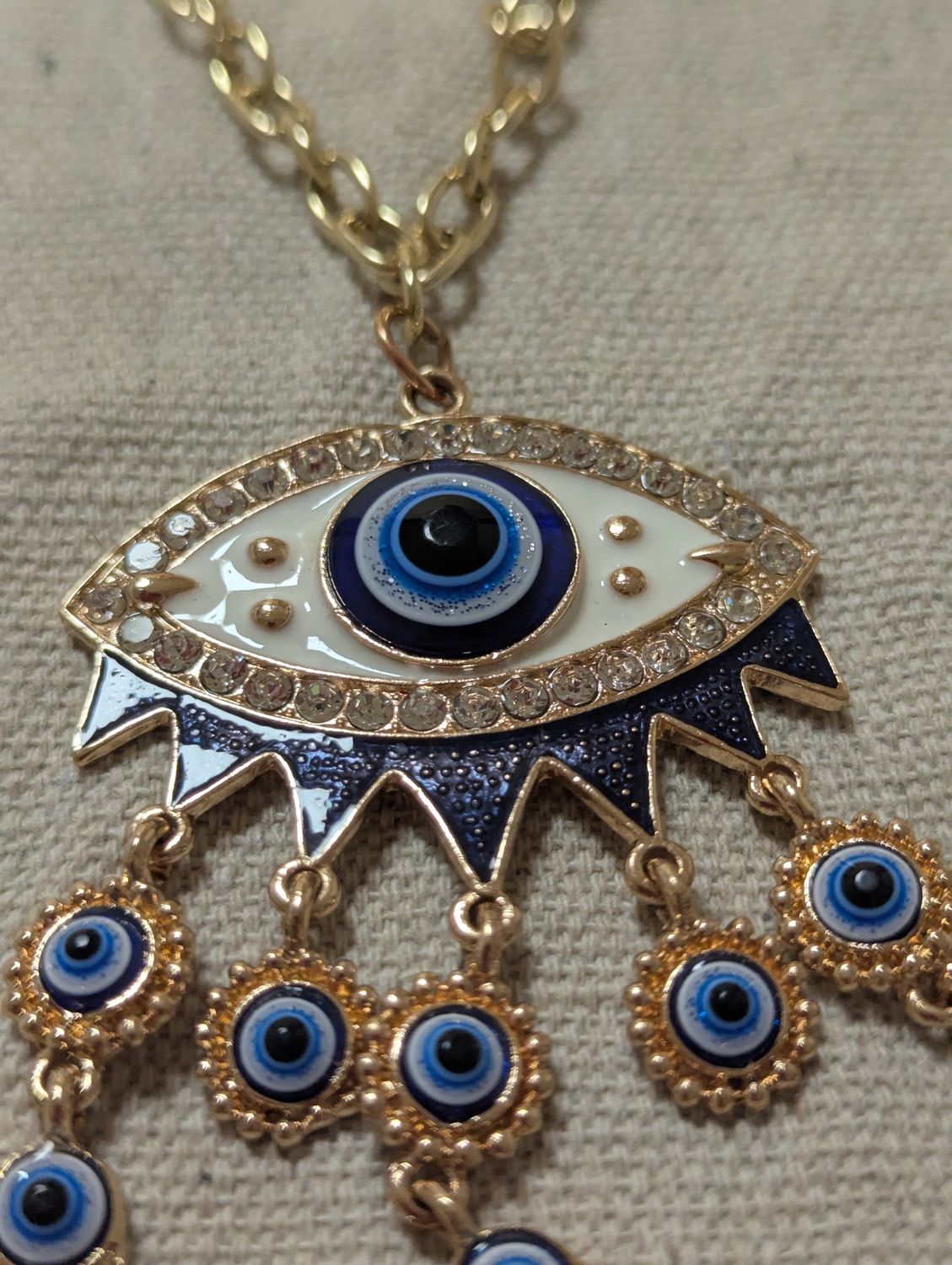Gold-colored Statement Evil Eye Necklace