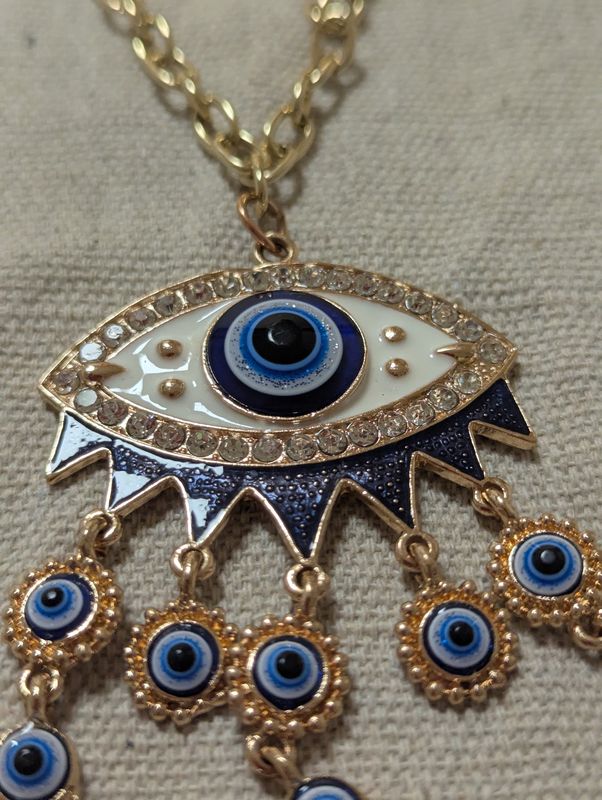 Gold-colored Statement Evil Eye Necklace