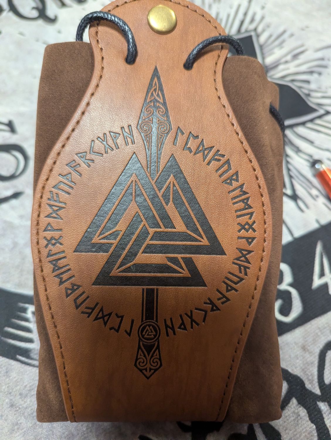 Leather Dice/Rune Bag, Sign: Design 1
