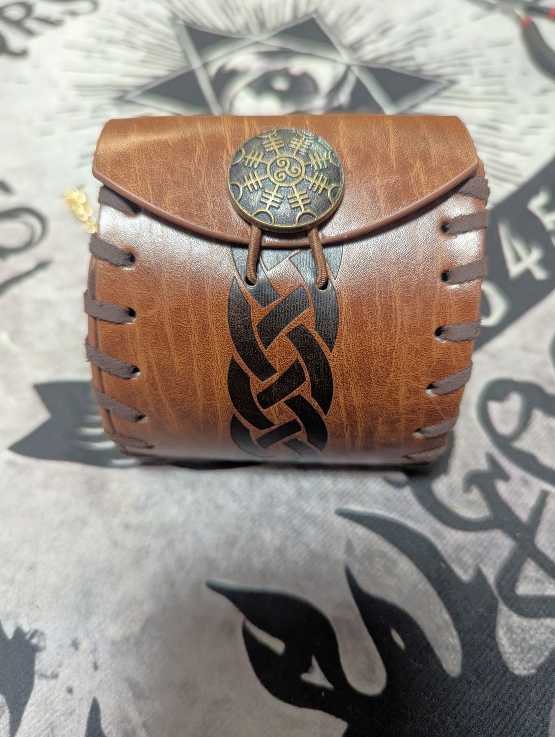 Norse Design Small Leather Belt Pouch, Sign: Design 1