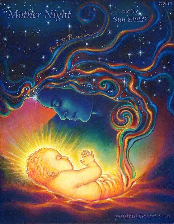 Mother Night and the Sun Child Magnet - Horizontal