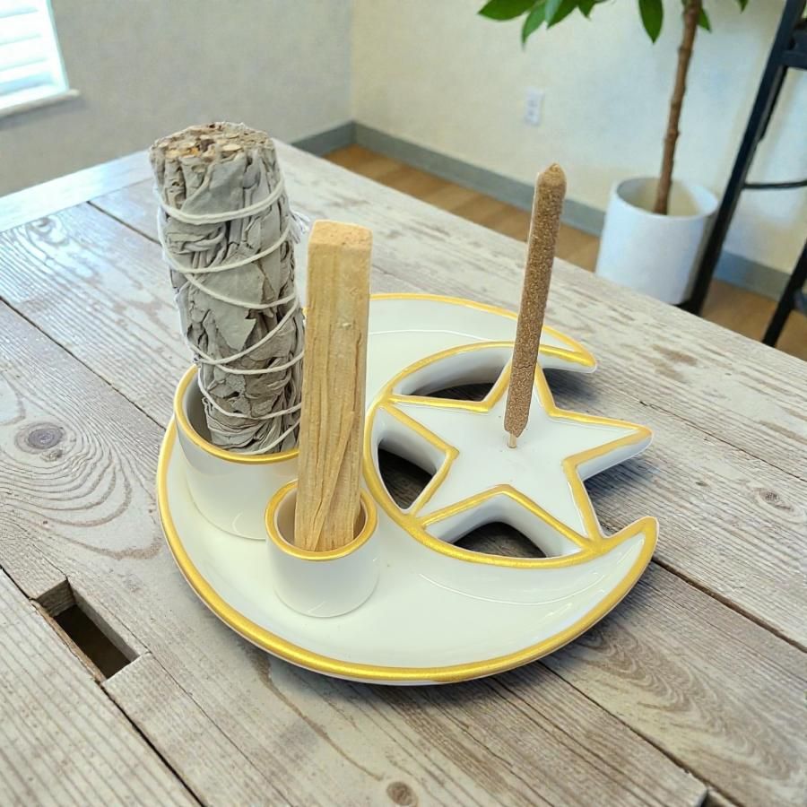 Crescent Moon &amp; Star Ceramic Burner Add wt &amp; Ht!!!
