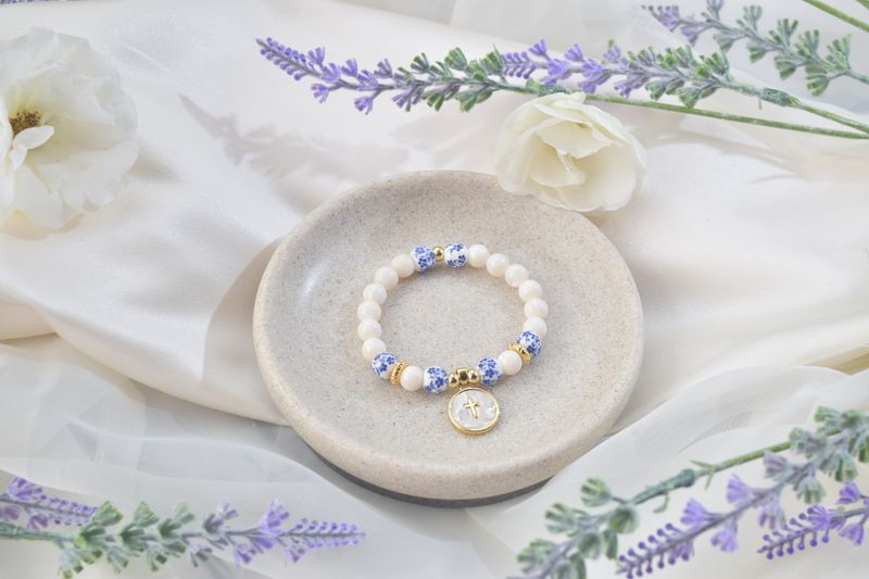 Pulsera de Cruz Full Concha Nacar