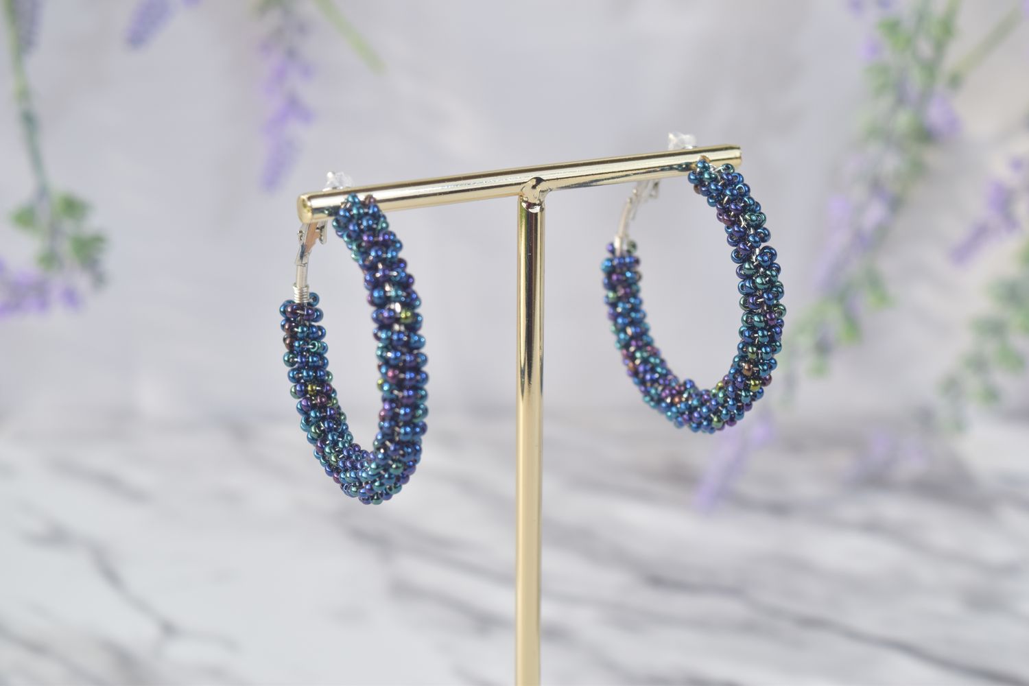 Argollas Grandes Tejido Azul