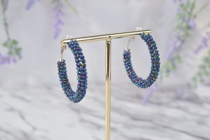 Argollas Grandes Tejido Azul