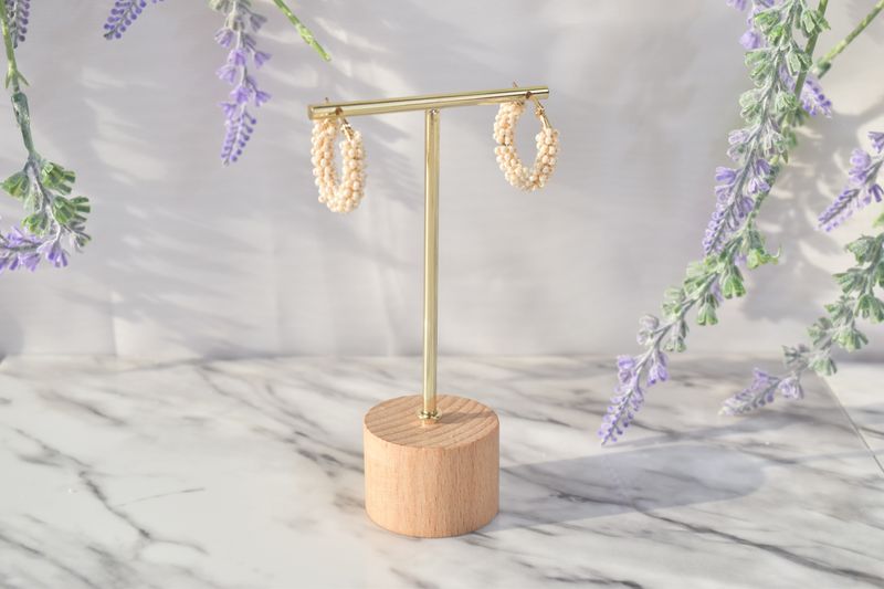 Argollas Pequeñas Tejido Crema