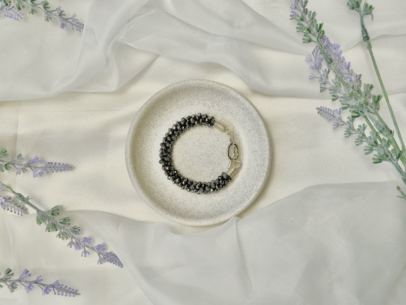 Pulsera Kumihimo Gris-Negro