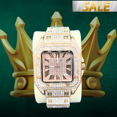 Premium Cartier Stone Crafted Watch for Men-Gold Edition