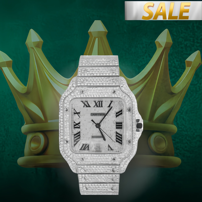 Premium Stone Crafted Watch for Men- Silver Edition