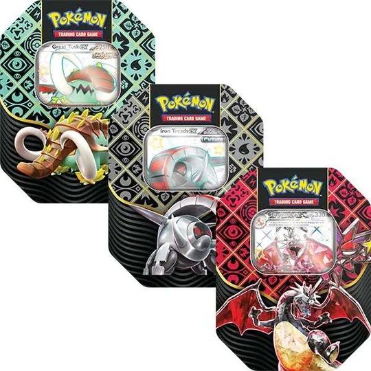 Pokémon Paldean Fates Collection Tin (x4 Packs) Great Tusk/Iron Treads/Charizard