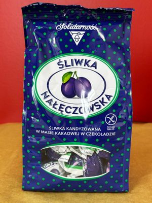 Solidarnosc Sliwka Naleczowska  -Candied whole Prunes in dark Chocolate
