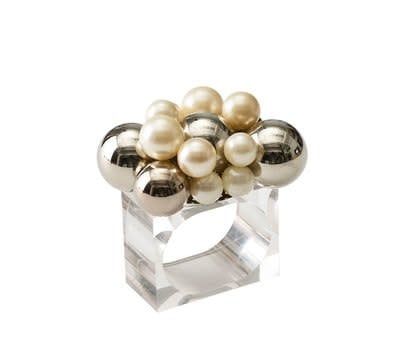 Bauble Napkin Ring Pearl / Silver - DISC