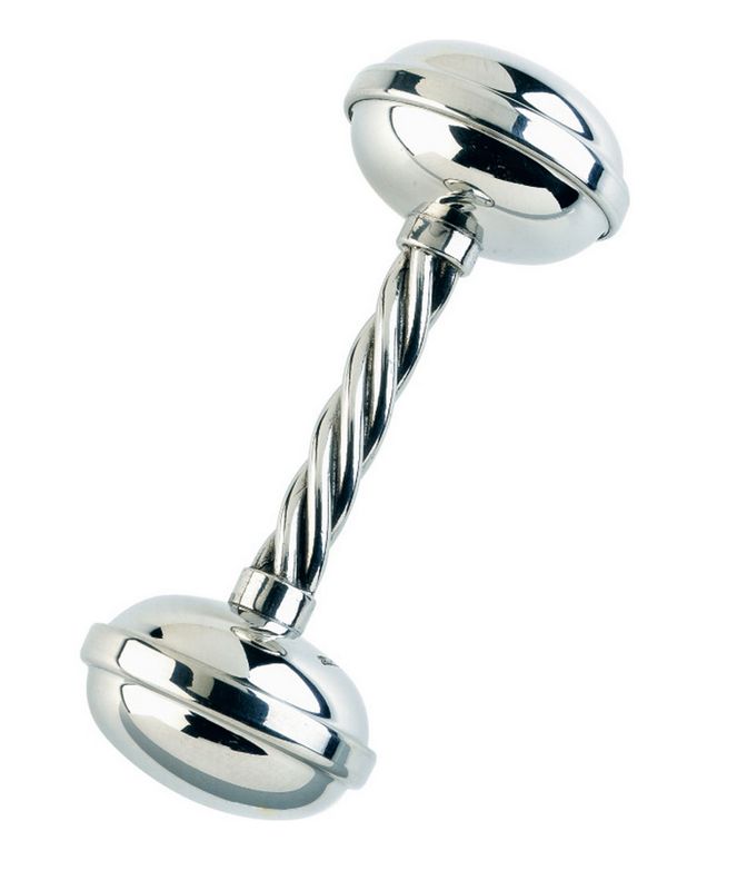 Twisted Handle Rattle Plain Pewter