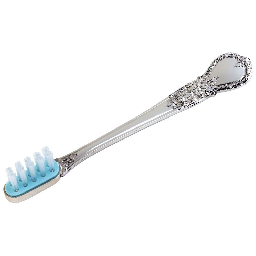 Blue Baby Toothbrush Sterling Head Pewter Handle