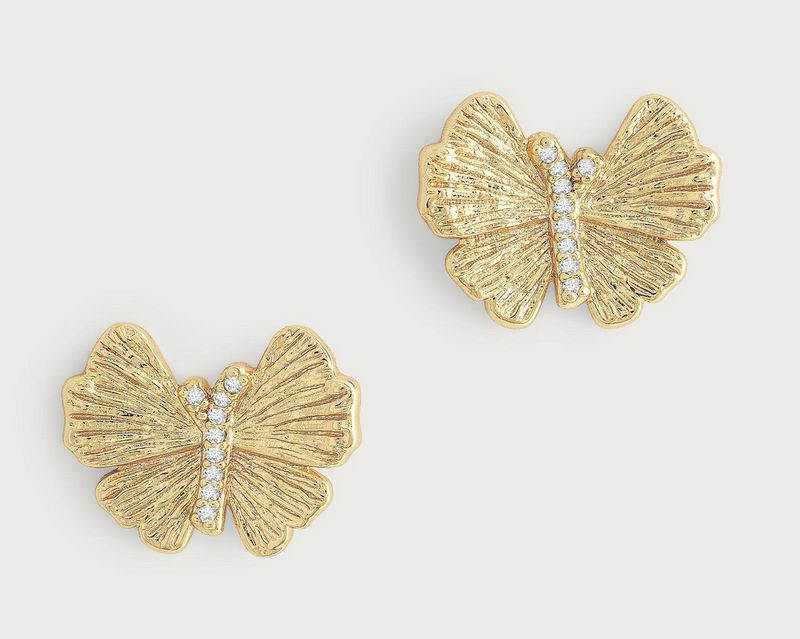 Butterfly Stud Gold Earrings