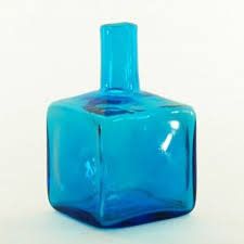 Block Bud Vase by Blenko, Color: Turquoise