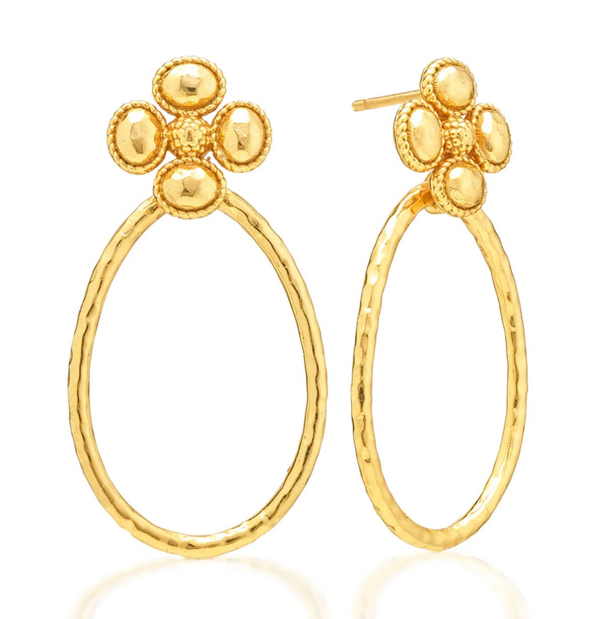 Berry Clover Teardrop Earrings-Gold