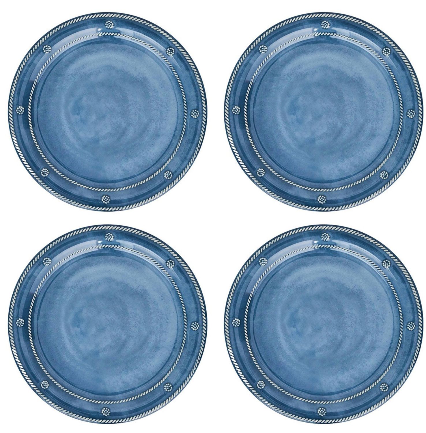 Berry &amp; Thread Melamine Dinner Plate Set/4- Ocean