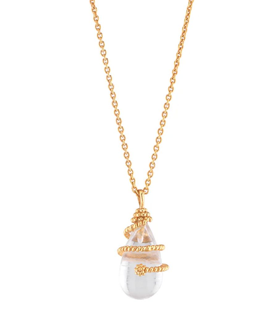 Lily Charm Necklace - Clear Quartz