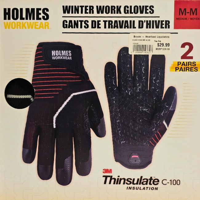 Holmes Workwear Winter Work Gloves 2PK M