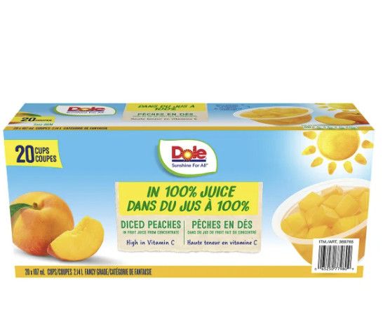 DOLE DICED PEACHES 20 PK