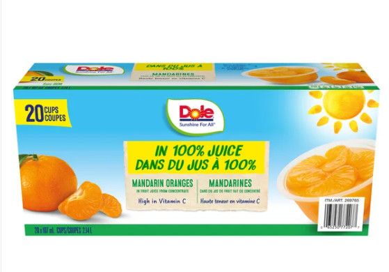 DOLE MANDARIN ORANGE 20PK