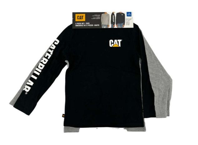 CAT Boy&#39;s Long Sleeve Shirt 2PC, Size: L 10/12