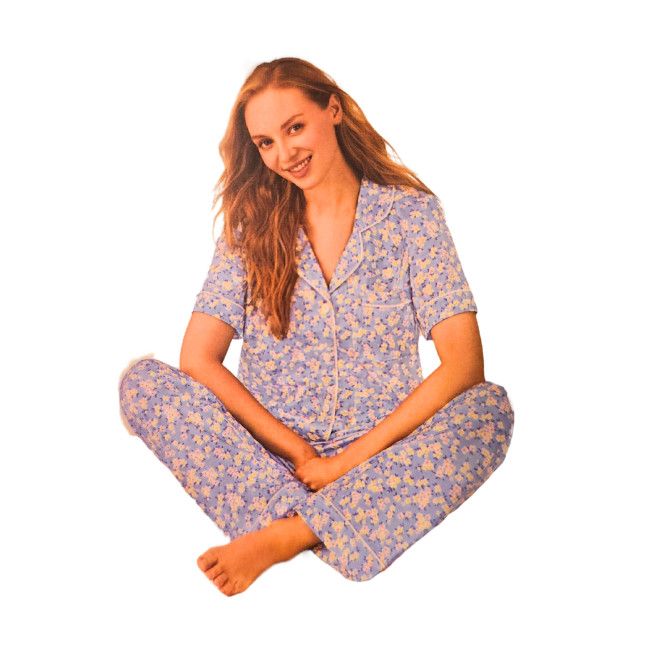 Bed Head Pajamas 2PC Set, Color: Blue Floral, Size: Large