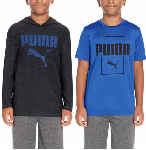 Puma 2PK Boys Top, Color: Black/Blue, Size: S (6)