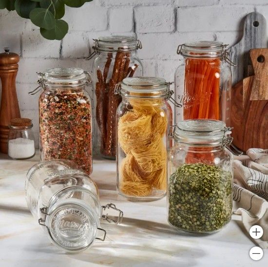 Mason Craft &amp; More Glass Jar Set with Clip Lids, 6-piece
