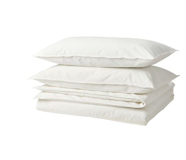 Duvet cover and pillowcase(s), white, King ÄNGSLILJA