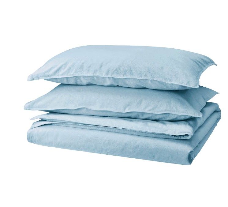 Duvet cover and pillowcase(s), blue-grey, Full/Queen (Double/Queen) ÄNGSLILJA