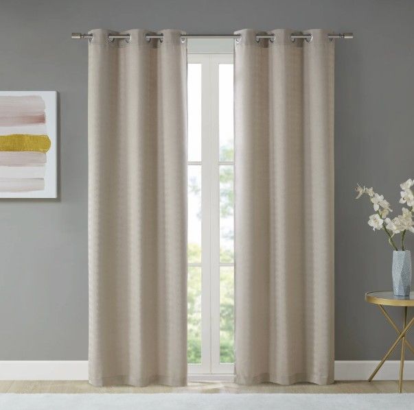 Beautyrest Blackout Curtain Panel, 2x (52 x90), Color: Beige
