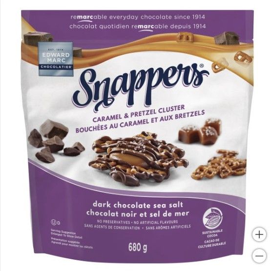 Snappers Caramel &amp; Pretzel Clusters with Dark Chocolate and Sea Salt, 680 g