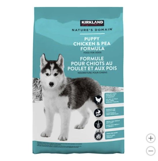 Kirkland Signature Nature’s Domain Puppy Chicken &amp; Pea Formula, Food for Dogs, 9.07 kg (19.9 lb.)