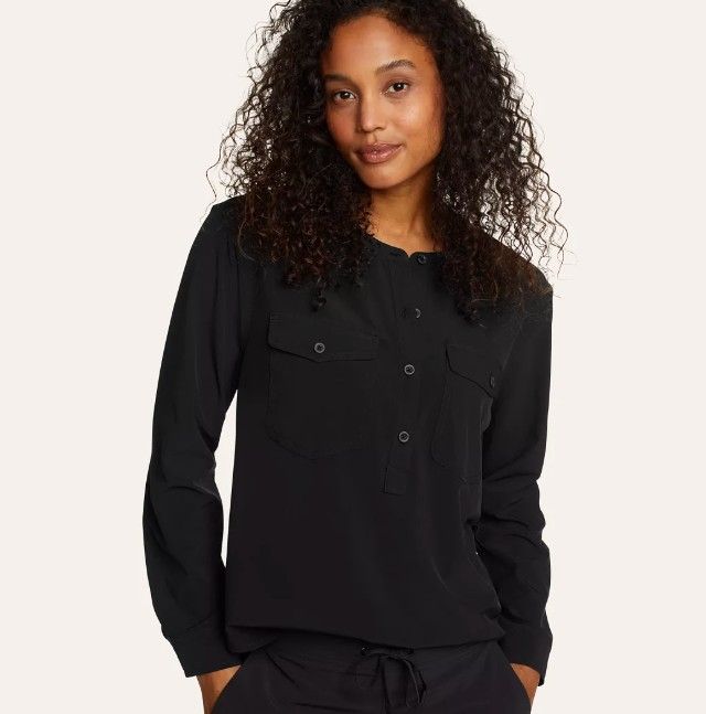 Eddie Bauer Ladies Departure Long Sleeve Shirt, Color: Black, Size: M