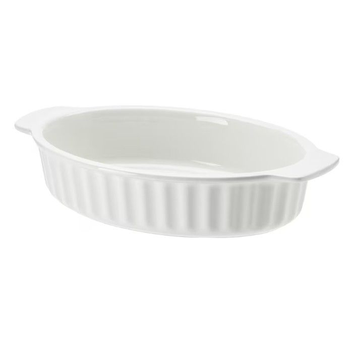 POETISK Oven dish, oval/off-white, 32x21 cm
