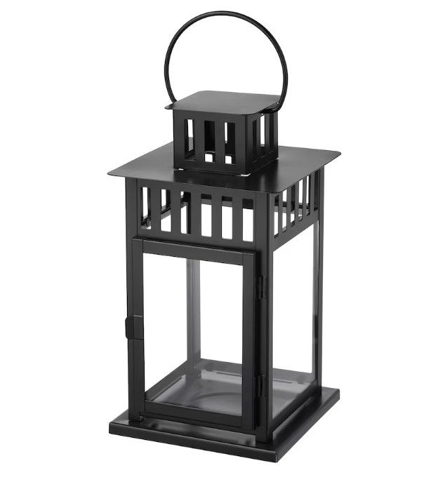 BORRBY Lantern for block candle, indoor/outdoor black, 28 cm (11 &quot;)