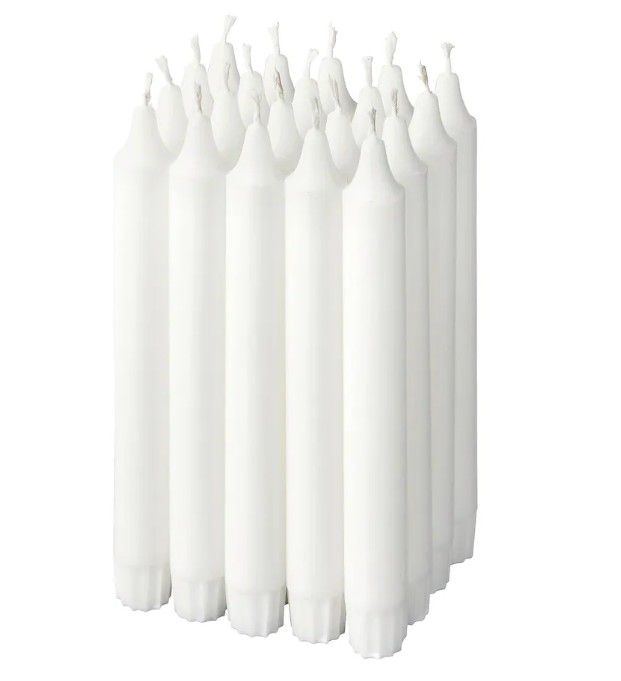 JUBLA Unscented chandelier candle, 20 pack, white, 19 cm (7 ½ &quot;)